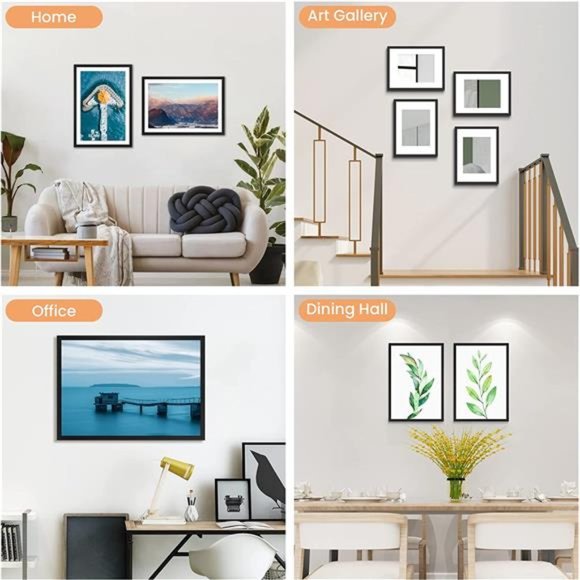 8x12 Picture Frame Set of 5,Display Pictures 6x8 with Mat or 8x12 Without Mat - Picture 4 of 6